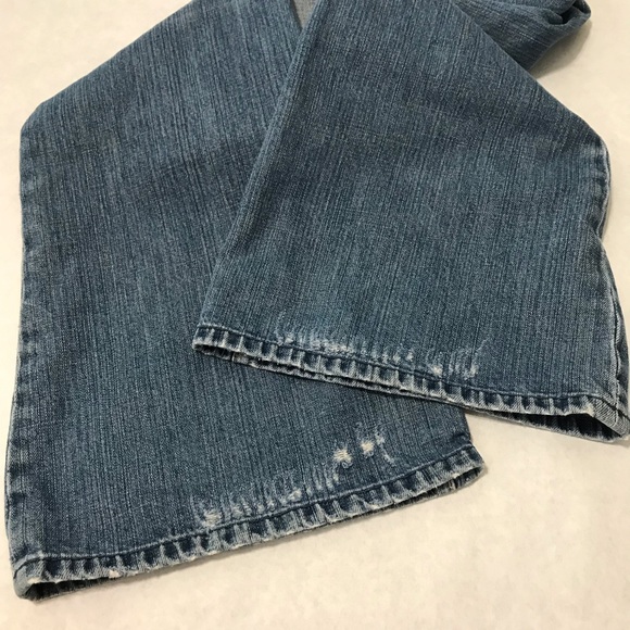 AEO American Eagle Bootleg Slight Flare Distressed Blue Denim Jeans Size 8 Long - Picture 10 of 16